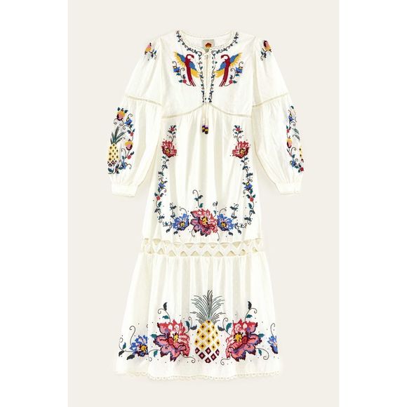 Farm Rio Macaw Cross-Stitch Embroidered Midi-Dress - Picture 2 of 9